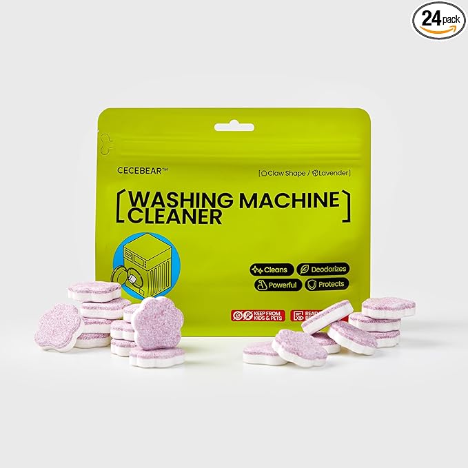 Washing Machine Cleaner Tablets, 24 Pack, Machine Cleaner Tablets, Septic-Safe, Helps Descale and Maintain Drum Cleanliness, 12 Month Supply