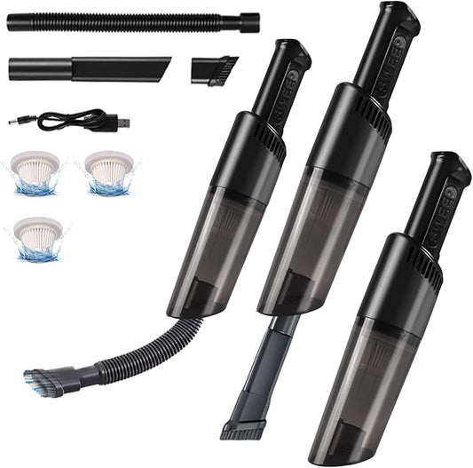 Xquyk Handheld Vacuum Cleaner Cordless, 3600Pa Suction, 50W Motor, Type-C Rechargeable, Bagless HEPA Filter, 20 Min Runtime, Lightweight 0.49 lb, for Car, Sofa, Home, Pet Hair（Black）