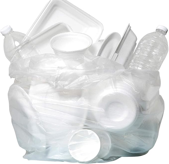 Aluf Plastics High Density Trash Bags, 45 Gallon, 1000 Count, 12 Micron (eq), 40" x 48", Clear, for Bathroom, Office, Industrial, Commercial, Janitorial, Municipal, Recycling