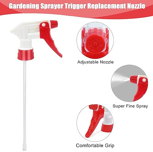 Cosywell Plastic Spray Bottle Nozzle Heavy Duty Spraying Bottle Replacement Part Leak Proof Mist Water Bottle Spray Nozzle for Chemical Cleaning Solutions All-Purpose Adjustable Head Sprayer 4PCS