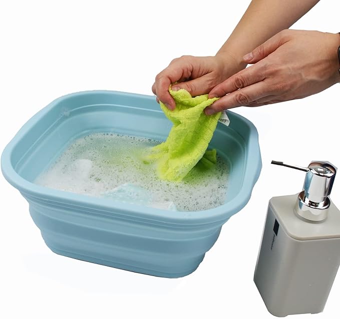 SAMMART 5.5L (1.4 Gallons) Collapsible Tub - Foldable Dish Tub - Portable Washing Basin - Space Saving Plastic Washtub (Sea Angel, 1)