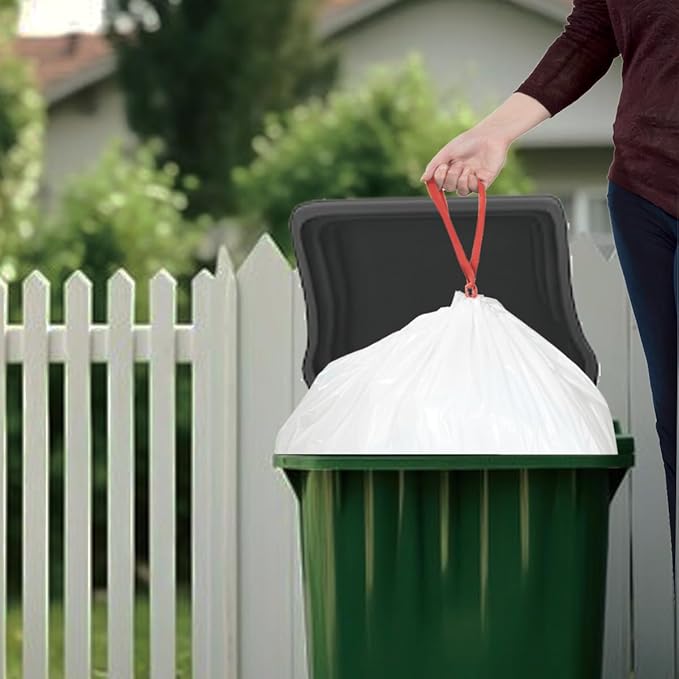 30 Gallon Trash Bags Drawstring, 75 Count, White & Unscented, Multi-purpose Garbage Bags Can Liners for Business Home Kitchen Commercial and Industrial