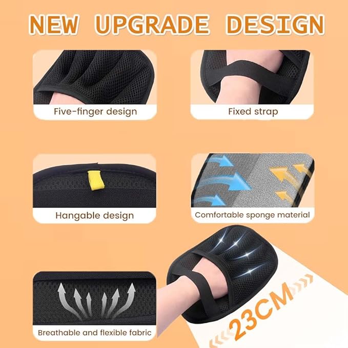 Orebog 2PCS Pet Hair Remover, Electrostatic Pet Hair Removal Gloves, Reusable Cat & Dog Hair Remover for Couch, Furniture, Carpet, Curtain, Upgraded Animal Fur Removal Tool, Cat Grooming Gloves