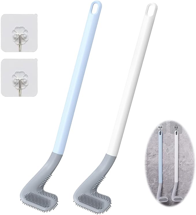 Golf Toilet Brush, Silicone Toilet Brush and Holder Set, Long Handled Toilet Brush, No Dead Corner (A(Without Cover))