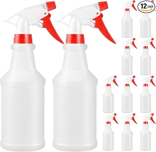 16 Oz Spray Bottle (12 Pack),Spray Bottles for Cleaning,Reusable Empty Refillable Solutions Plastic Bottle,Spray Bottle Bulk for Garden,Plants,Water,Kitchen and Commercial