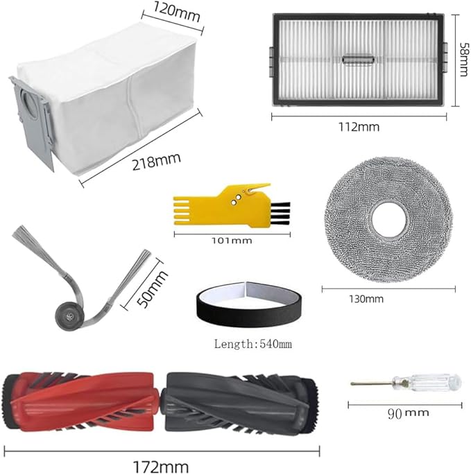 aoteng Saros 10R Accessories for roborock Saros 10R / Qrevo CurvX / G20S Ultra Robot Vacuum Cleaner 20 Packs 1 Main Brush, 2 Filters, 4 Side Brushes, 6 Mop Cloths, 6 Bags, 1 Bumper Stripe