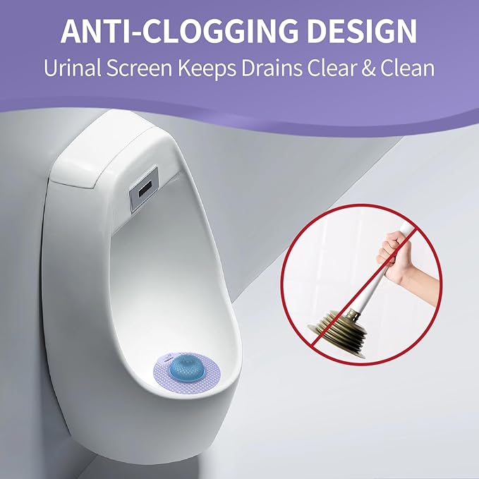 Bio-Enzymatic Urinal Screen Deodorizer (12 Pack）,Urinal Cakes with Block,Anti-Splash Urinal Screens for Men Bathroom Airport Office Mall Hotel,Long-Lasting Lavender Scent 45 Days