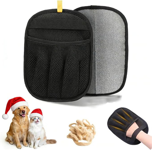 Magic palm Pet Hair Remover Gloves for Furniture & Car - Electrostatic Deshedding Mitt for Cats/Dogs, Reusable Washable on Sofa, Clothes, Carpet (2pcs-Black)