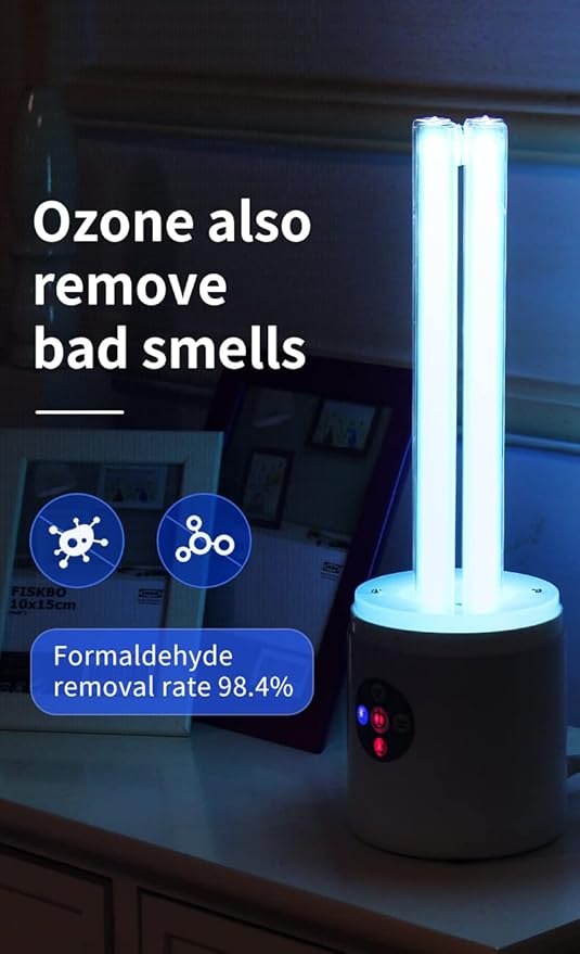 UV Light Sanitizer, 55w 254nm UVC Lamp for Room Surface Disinfection, Kills Bacteria Molds Dust Mites up to 750 sqft, Home/School/Hotel/Travel, 1Y Warranty (Gold Ozone Free)
