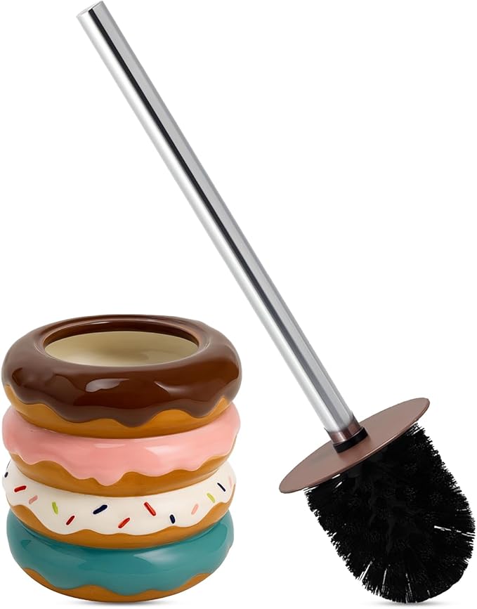 Deep & Sturdy Toilet Bowl Brush with Holder - Doughnut Bowl Brush - Durable Scrubbing - Toilet Cleaners - Household Essentials - Bathroom Cleaner - Cleaning Supplies - Household Supplies