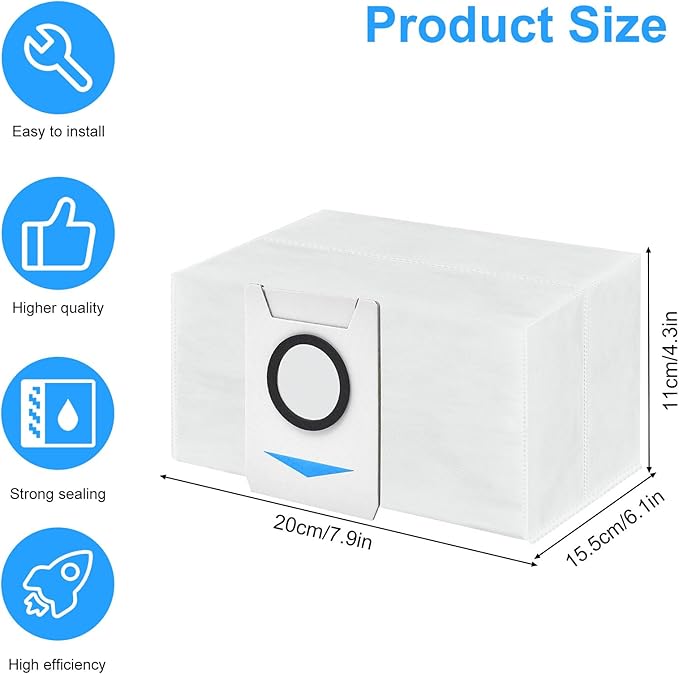 10 PSC Vacuum Bags Compatible with Ecovacs Deebot X1 Omni Turbo T10 T20 Omni T20/T20 Max/T20 Pro/X&T Series Robot Vacuum Cleaner,Dust Bags for Deebot T20 Omni