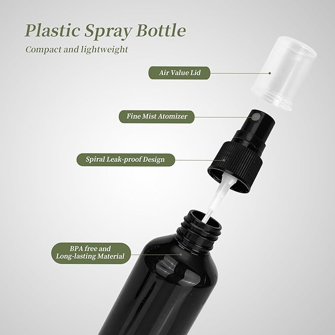 36 Pack Small Spray Bottles 4 oz Black Plastic Spray Bottles Fine Mist Spray Empty Bottle Refillable 4 Ounce Sprayer Bottles Bulk for Travel, Essential Oils, Hair