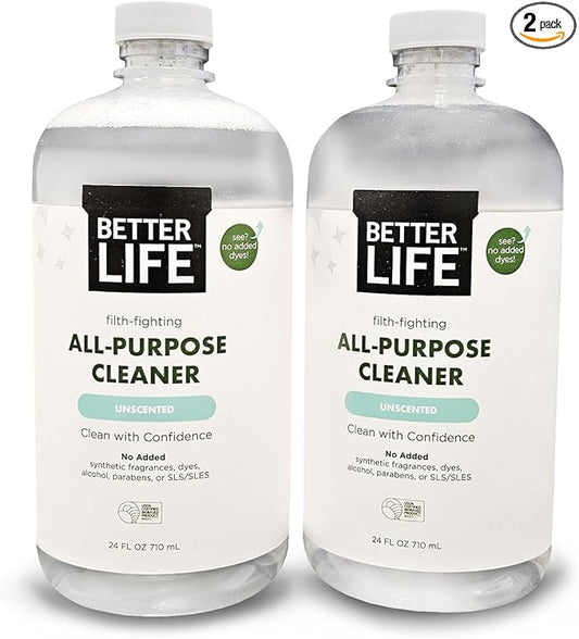 Better Life All Purpose Cleaner - Multipurpose Home and Kitchen Cleaning Spray for Glass, Countertops, Appliances, Upholstery & More - Multi-surface Spray Cleaner - 24oz (Pack of 2) Unscented