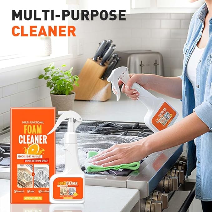 Multi-Functional Foam Cleaner, 2025 New Kitchen Cleaner, Powerful Kitchen Degreaser Spray, Multipurpose Dust Grease Remover for Pots, Pans, Countertops Appliances (2)