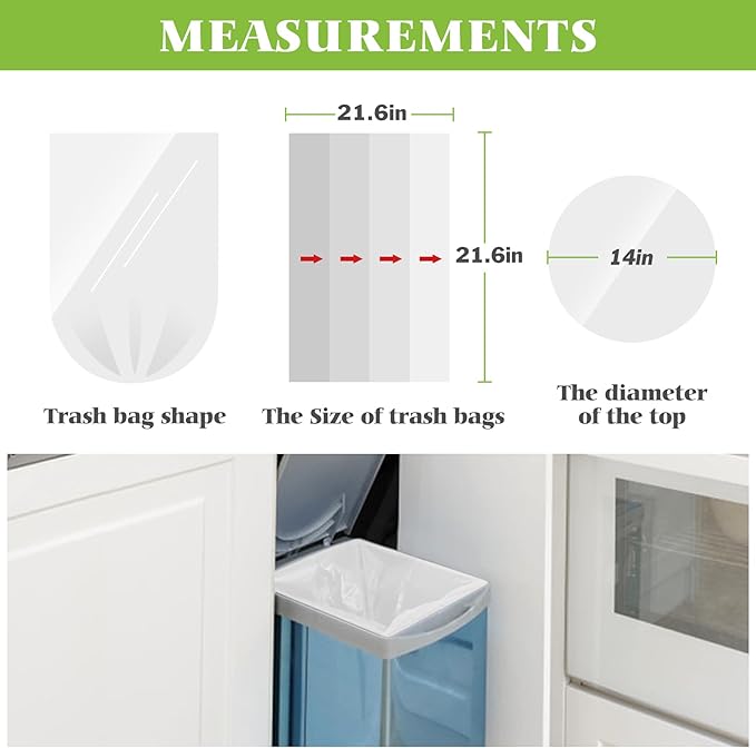 5 Gallon 50 Counts Strong Trash Bags Garbage Bags by Teivio, Bathroom Trash Can Bin Liners, Plastic Bags for home office kitchen, Clear