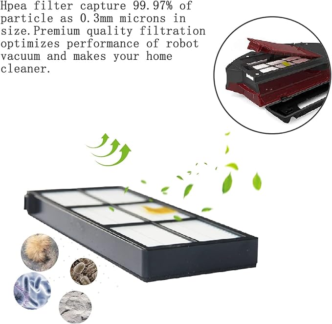 Amyehouse Extractor Roller Side Brushes & Hepa Filters Replenishment Kit Compatible with iRobot Roomba 800 900 Series 805 860 861 870 871 880 890 891 960 980 981 985 Vacuum Replacement Parts