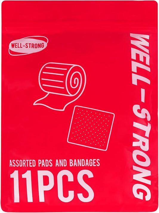 11Pcs First Aid Kit Refill - Assorted Gauze Pads & Bandages for Home, Outdoor Cuts, Scrapes Replenish Pack