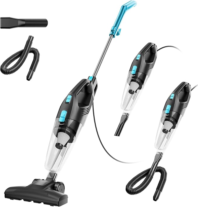 fenhua Corded Stick Vacuum Cleaner - Lightweight, Powerful Suction with 450W Motor, 3-in-1 16.4Ft Cord Vacuum Cleaners for Home, Hard Floor, Carpet, Pet Hair Light Blue