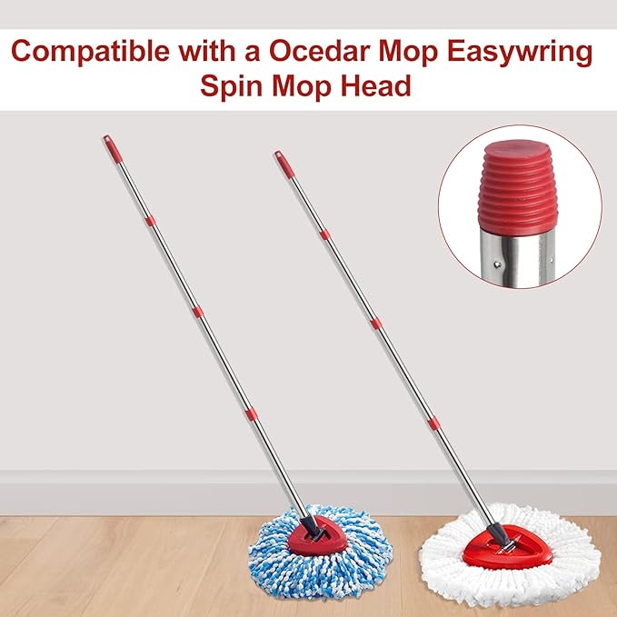 GRAREND 4-Section Spin Mop Replacement Handle, Mop Handle Compatible with Ocedar Spin Mop, 2.5-to-5 Foot Easy Cleaning Floor Mop Stick for Floor Cleaning (Germany Screw)