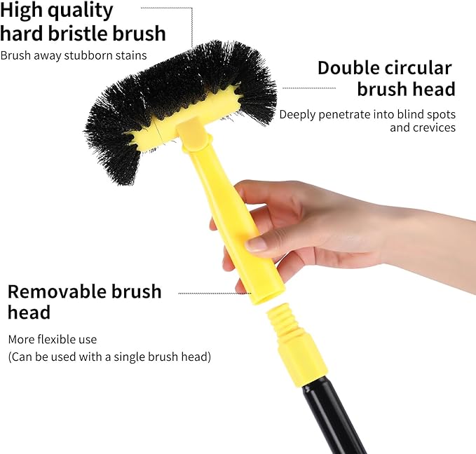 EtenSum Grout Cleaning Brush with Long Handle - Hard Bristle Hand Held Grout Cleaner Brush for Tile Grout, Shower Cupboard Corner Cleaning