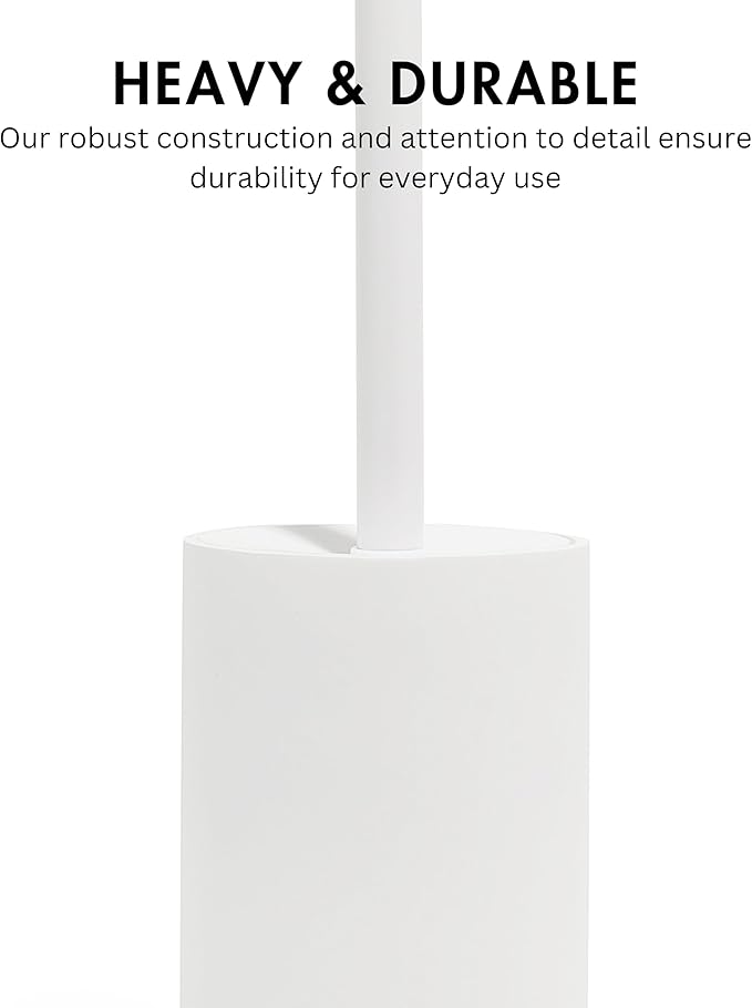 Yew Design Matte White Toilet Bowl Brush for Bathroom with Holder - Bathroom Cleaner Scrubber with Sleek Design, Sturdy, and Durable Bristles