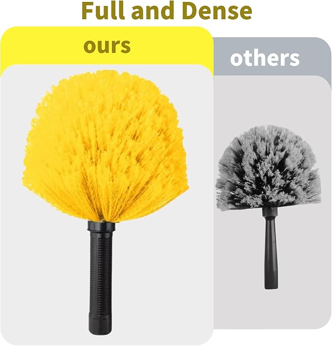4 Pack Screw on Webster Cobweb Duster Head for Pole,Spider Web Remover Brush, Cobweb Duster Head Attachment,Fits Standard 3/4 inch Threaded Poles (4, Yellow)