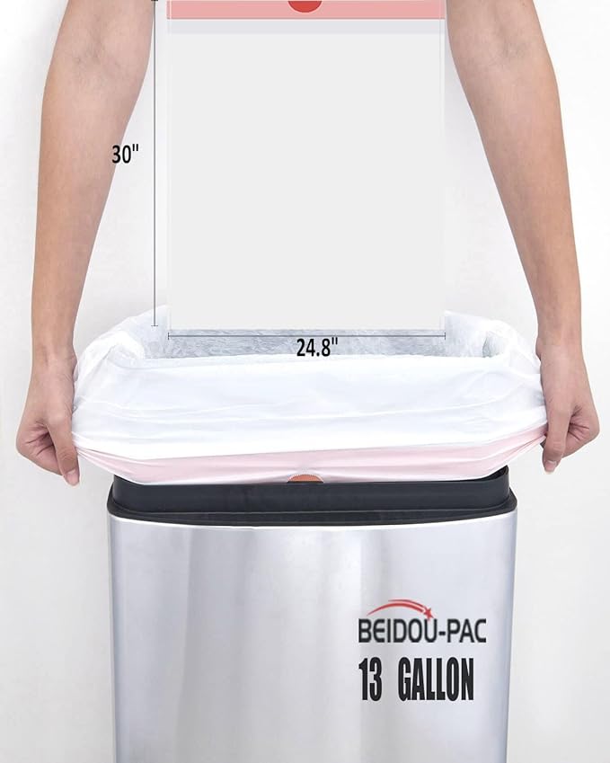 Trash Bags 13 Gallon Drawstring, 100 Count, Multifold Roll Garbage Bags, Tall Kitchen Trash Bag, Odorless & Extra strength White Plastic Food Scrap Bag for Home Office Bathroom Kitchen Bins