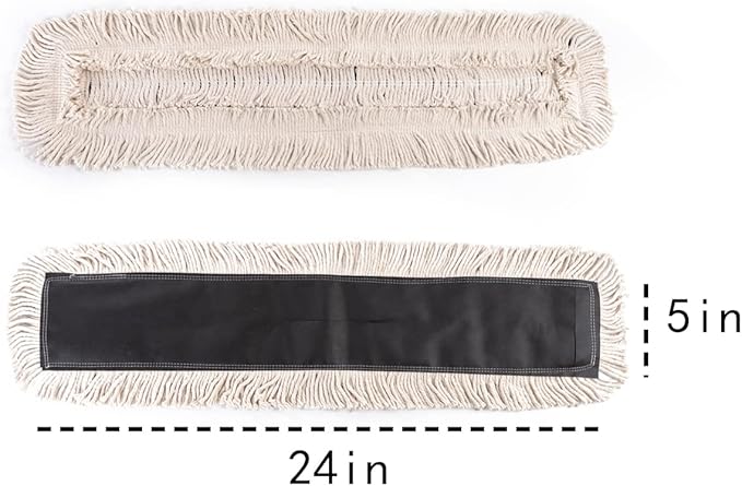 Matthew Cleaning 24'' High Strength Disposable Dust Mop Cotton Cut-end Yarn Mop Replacement Heads for Residential & Commercial Fit Standard Dust Mop Frames, Hardwood, Laminate, Concrete Floors 12Pack