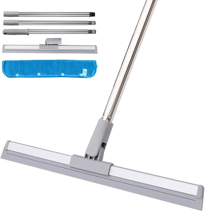 DrDirt Floor Squeegee 120cm/47in Silicone Magic Broom with Microfiber Mpo Indoor Water and Dust Remover Glass Wiper Quick Drying