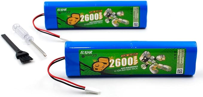 elxjarenergy (2-Pack) 14.8V 2600mAh Li-ion Battery, Compatible with ILIFE V3s Pro V5s Pro V50 V8s X750 PUCRC90 Deebot DF45 Robot Vacuum Cleaner 18650B4-4S1P-AGX-2 SUN-INTE-202