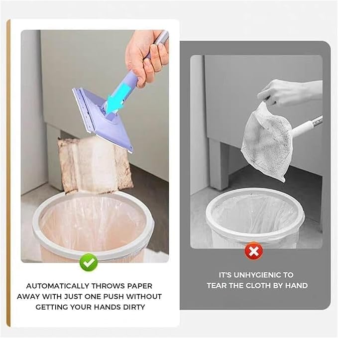 Convenient Cloth Changing Mini Mop + Magic Cleaning Cloth*6, Zero Touch Snap Grip Mini Mops for Wet & Dry Cleaning, Lightweight Snap for Corners (27in - W + Cloth*6)