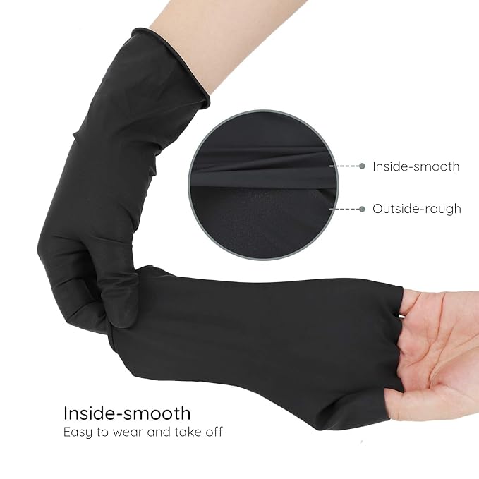 Segbeauty 20 Counts Reusable Black Dye Gloves, Powder Free Rubber Latex Gloves Professional Hair Coloring Accessories for Salon Highlighting, House Cleaning (Small)