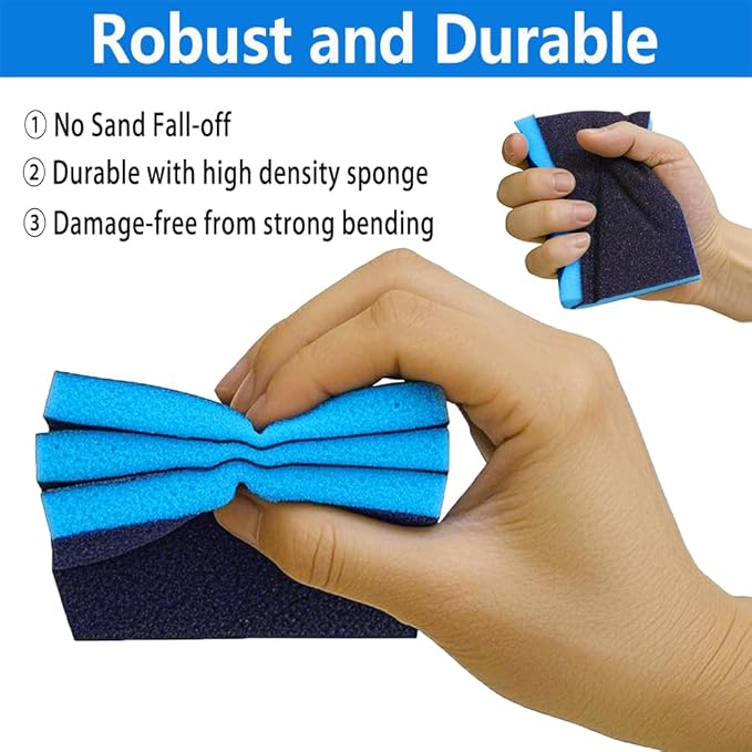 16 Pack 60 Grits Sanding Sponge, Coarse Sanding Block, Washable and Reusable Wet Dry Sandpaper Block Sandpaper Sponge for Wood Metal FurniturePaint and Drywall
