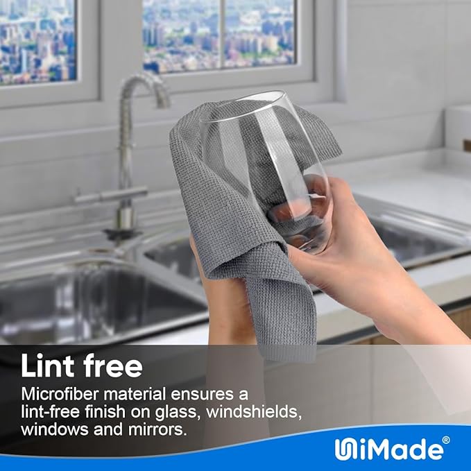 UNIMADE Microfiber Cleaning Cloth, 10 Pack Reusable Microfiber Towels for Cars Lint Free Cleaning Shop Towel Rags for Home Kitchen Automotive Bar Mechanic Restaurant Garage, 11.5"x 11.5", Grey