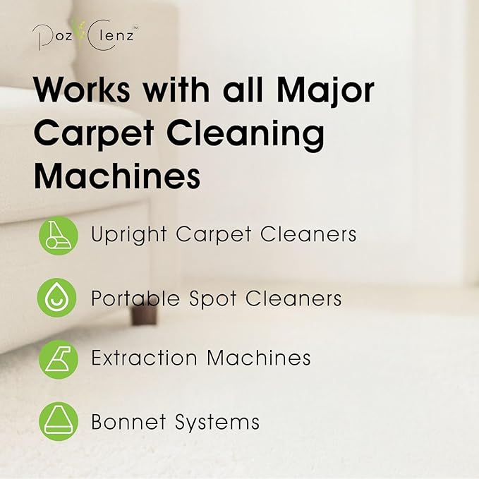Poz Clenz Triple-Action Carpet Cleaner | Cleans, Deodorizes & Brightens | Concentrated, 1 Quart | Low-Foam Multi-Surface Solution for Use on Carpets, Rugs & Upholstery.