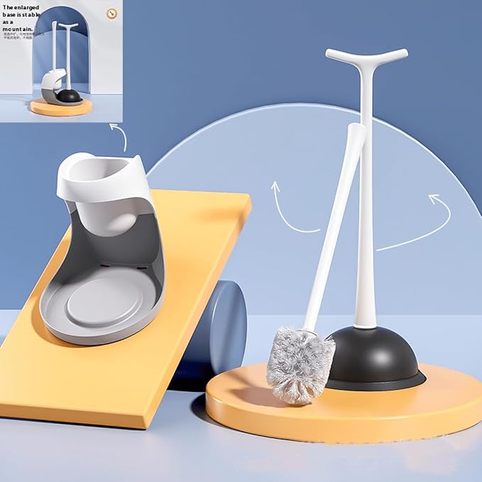 Toilet Plunger and Bowl BrushSet Toilet Brush and Plunger Set Plungers Combo for Bathroom Cleaning for Bathroom Heavy Duty Includes 10 Pairs of Gloves(Gray 1)