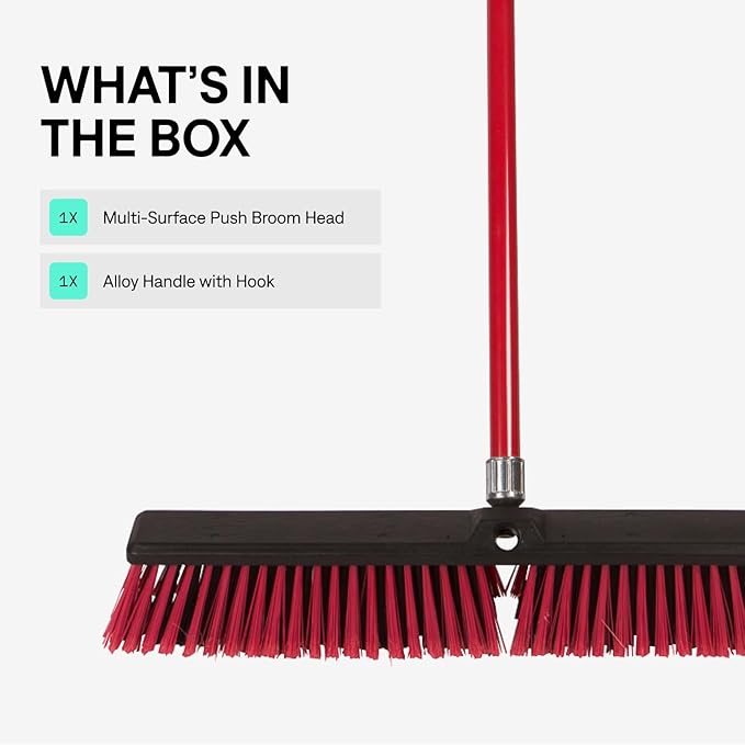 Tidy Tools Large 24'' Multi-Surface Push Broom with Alloy Handle
