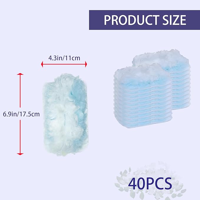 GIWOSK 40Pcs Disposable Duster Refills, Electrostatic Fluffy for Cleaning Replacement Refills Bulk for Home Office Ceiling Surface Corner Dusting