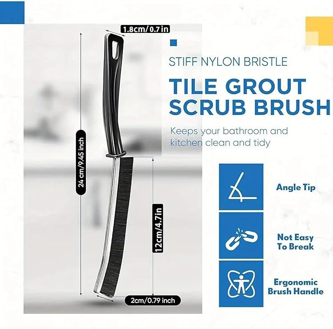 5-Pack Beveled Cleaning Brushes– HardDurable Stiff Bristle Scrub Brushes for Tight Gaps, Bathroom, Kitchen & Tile Cleaning – Multi-Purpose Gap Cleaner Tool for Hard-to-Reach Spaces, Non-Slip Handle