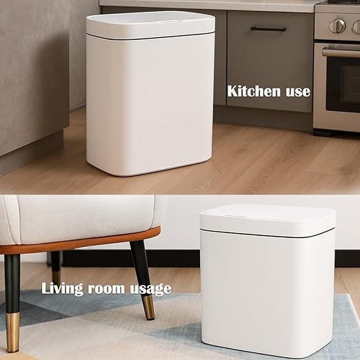 Two Blue Smart Sensor Trash cans with a Capacity of 3.2 gallons, Supporting Multiple Opening Methods, Waterproof Design, Anti Odor Design, Fast Response, Suitable for Kitchens,bedrooms,Offices, etc