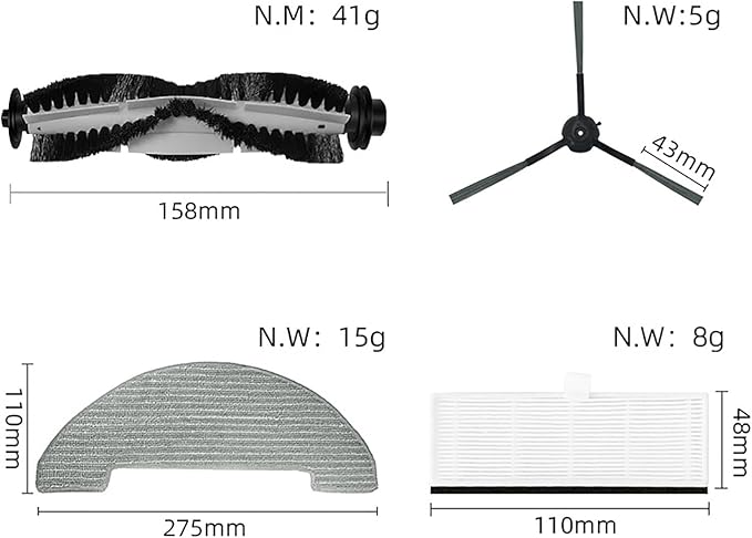 HMHAMA Replacement Parts Accessories Kit Compatible with Vactidy Nimble T8/T7 Robotic Vacuums Cleaner 4 Filter