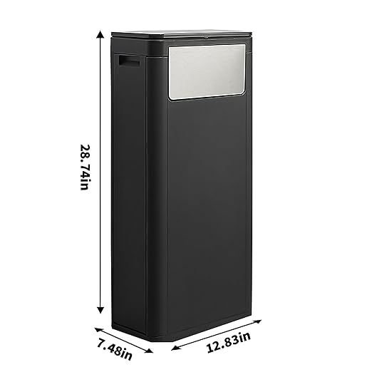 WanWanKa Trash Can with Lid, Large Tall 8 Gallon Commercial Trash Can, Plastic Waste Bin with Press top Lid, White Garbage Can Suitable for Kitchen, Bathroom, Bedroom, Living Room, Office(Black)