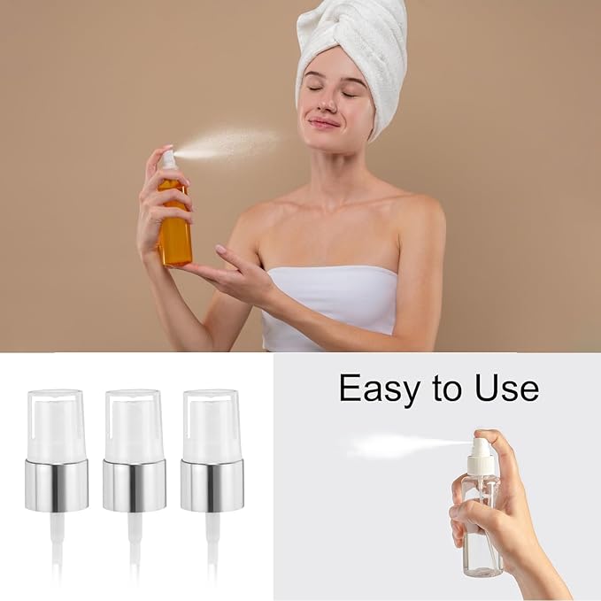 uxcell 12 Pcs Silver White Spray Top, 24/410 Fine Mist Sprayer Reusable Replacement Spray Bottle Pump Plastic Top for Cosmetic Perfume and Body Sprays Bottle