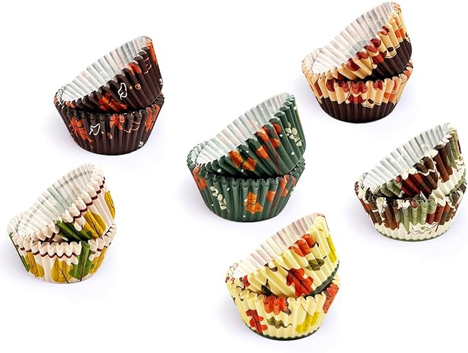 Qiqee Thanksgiving Day Standard Cupcake Liners 300-Count Food Grade Gradient Design Papers Baking Cups Wrappers (Standard Size)