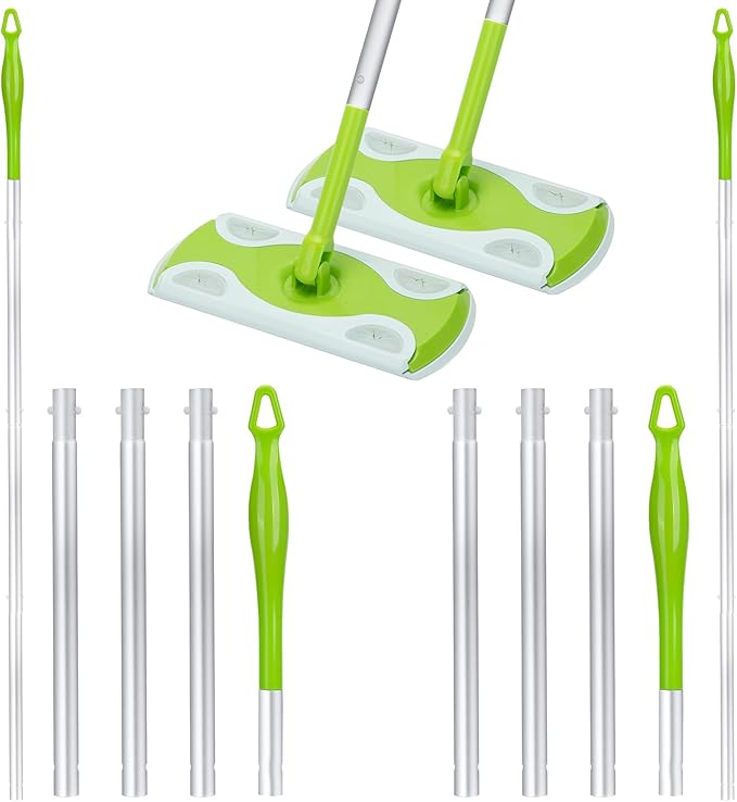 2-Pack Extra Long Detachable Mop Handles, Green, Compatible with Swiffer Dry & Wet Mops, Easy to Install & Replace