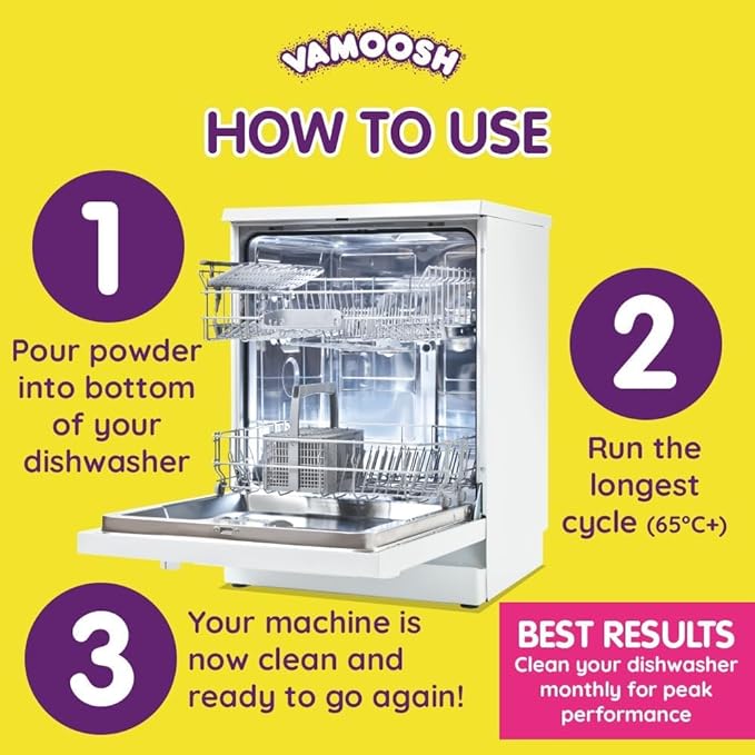 Vamoosh 6-in1 Dishwasher Cleaner | Deep Cleanse for Heavy-Duty Cleaning | Limescale Removal | Grease Elimination | Eco-Friendly | Hygienically Cleans | Environment Friendly | 100g (Pack of 2)