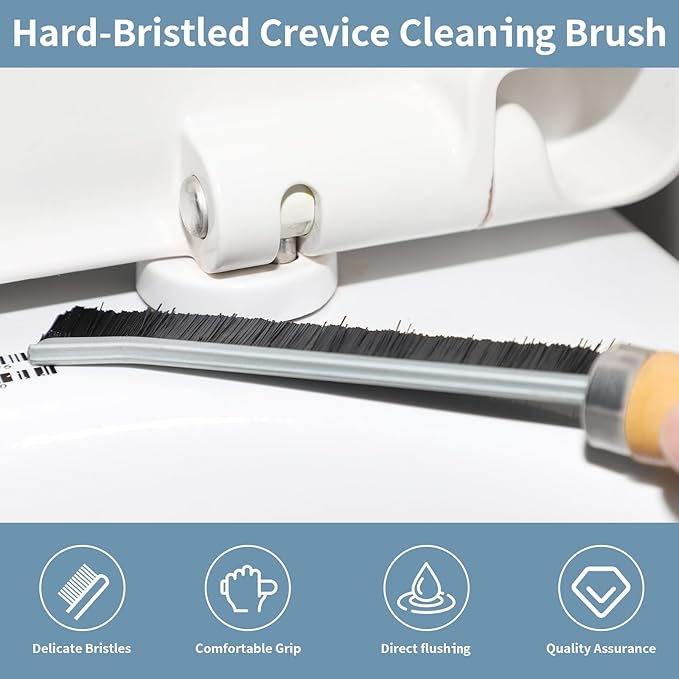 YuvQng 4-piece set Crevice Cleaning Brush - Multifunctional Hard Bristle Cleaning Brush for Bathroom, Kitchen, Car, Window, Faucet, Toilet & Grout - Durable Household Cleaning Tools Essentials (Black)