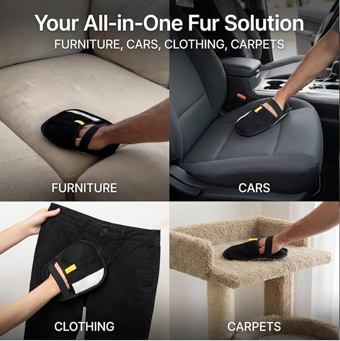 Lazy Lola Electrostatic Fur Removal Glove – Instant Pet Hair Remover for Dogs & Cats, Lint & Fur Pickup for Home, Furniture, Cars, & Clothing (2)