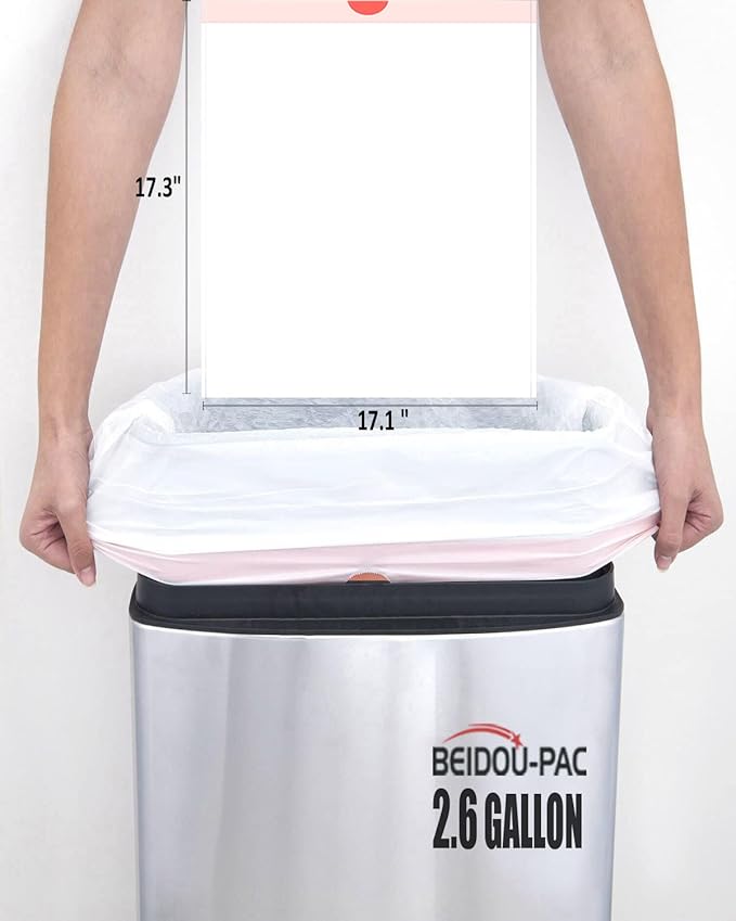 Trash Bags, 2.6 Gallon, 200 Count, Drawstring, Odorless, Extra Thick, White Plastic, Food Scrap Bag for Home Office Bathroom Kitchen Bins