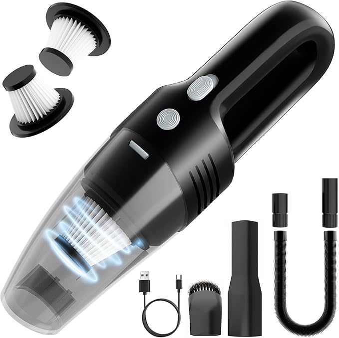 Loeeosu Handheld Vacuum Cordless Car Vacuum Cleaner 11000PA High Power Portable 1.4lbs Lightweight Rechargeable with 2 Filter Multi-Nozzles for Home Office Pet Hair Dust